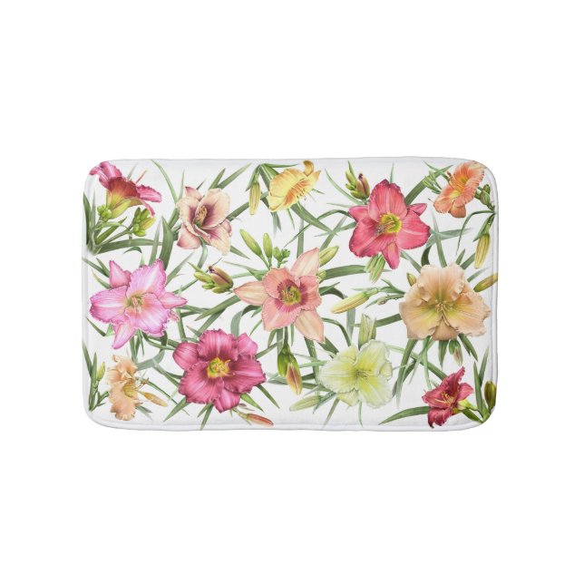 Daylilies All Over Bathroom Mat (Front)