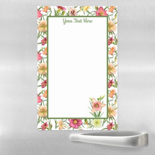 Daylilies Floral Botanical Art Personalized Magnetic Dry Erase Sheet