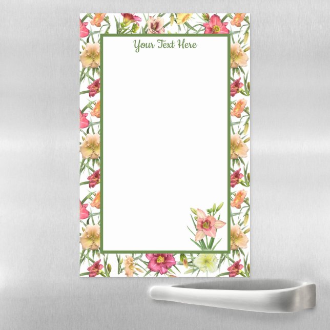 Daylilies Floral Botanical Art Personalized Magnetic Dry Erase Sheet (In Situ)