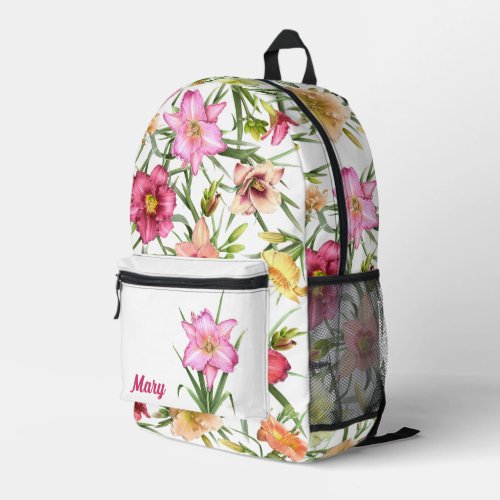 Daylilies Floral Botanical Art Personalized Printed Backpack