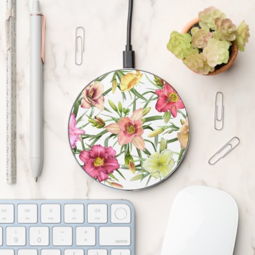 Daylilies Floral Botanical Art Wireless Charger