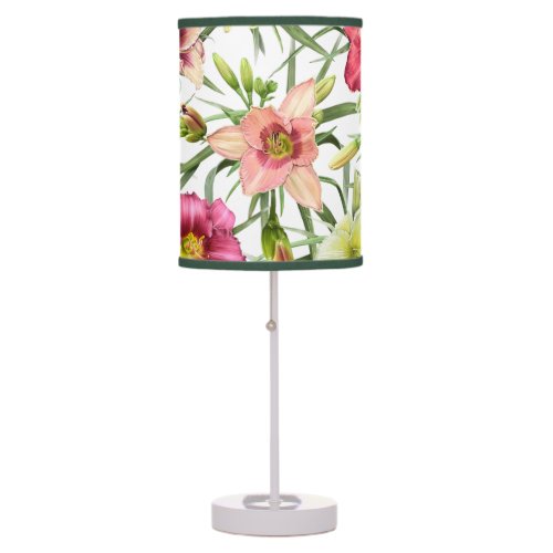 Daylilies Floral Botanical Pattern Personalized Table Lamp
