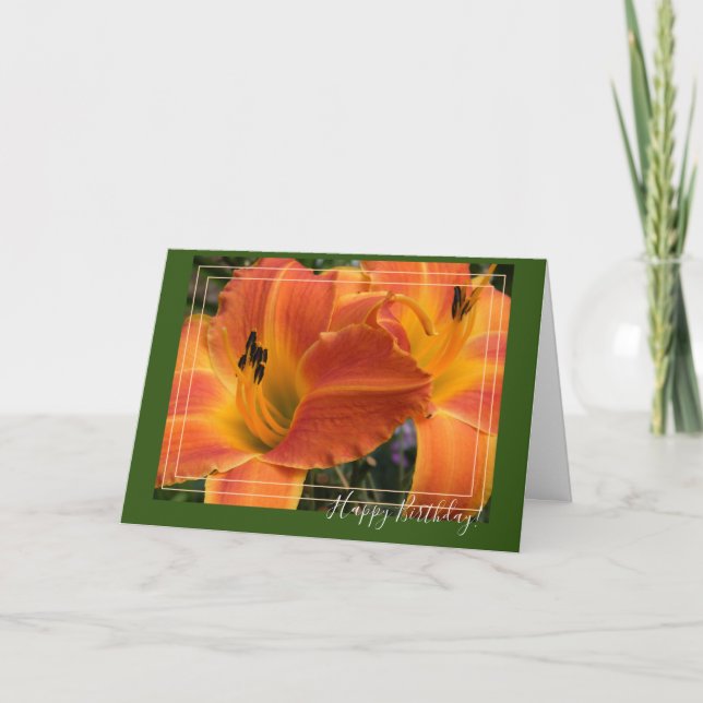 Daylilies / Orange Lily / Happy Birthday Card (Front)