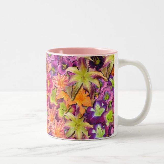 Daylily Blooms Two-Tone Coffee Mug (Right)