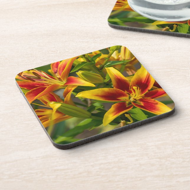 Daylily Botanical Print, Canadian Photography Beverage Coaster (Left Side)