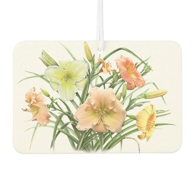 Daylily Bouquet Floral Botanical Art Design Air Freshener (Front)