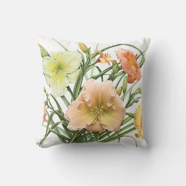 Daylily Bouquet Throw Pillow (Front)