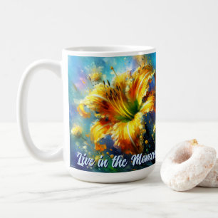 Daylily Daylilies Flower Yellow Teal Personalized Coffee Mug