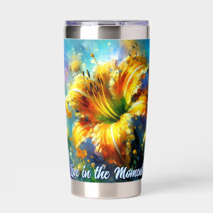 Daylily Daylilies Flower Yellow Teal Personalized Insulated Tumbler