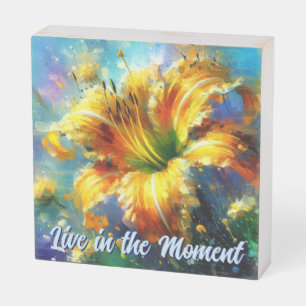 Daylily Daylilies Flower Yellow Teal Personalized Wooden Box Sign