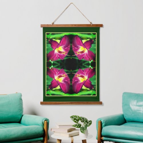 Daylily Flower Close Up Abstract Hanging Tapestry