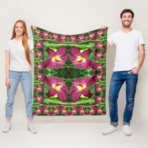 Daylily Flower Close Up Abstract Pattern   Fleece Blanket