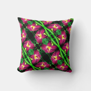 Daylily Flower Close Up Abstract Pattern  Throw Pillow