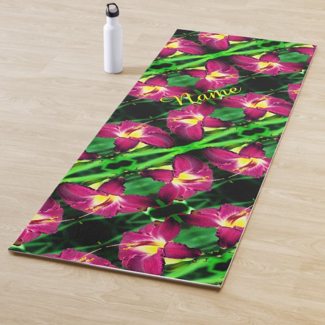 Daylily Flower Close Up Abstract Personalized Yoga Mat (In Situ)
