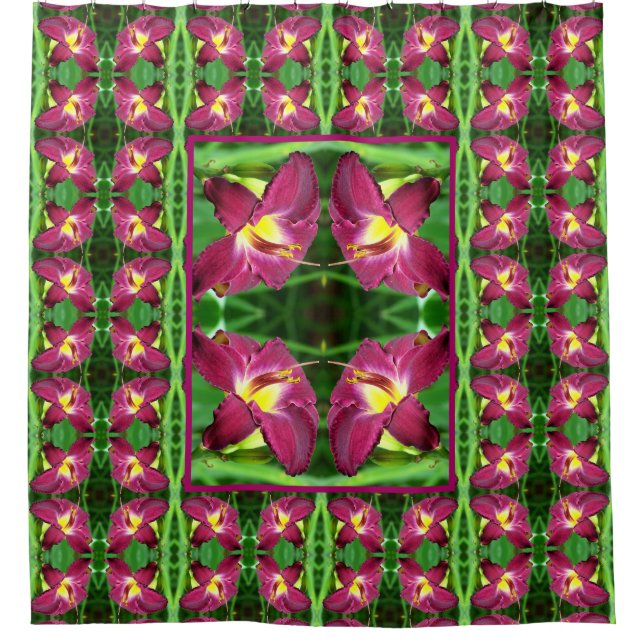Daylily Flower Close Up Nature Art Pattern   Shower Curtain (Front)