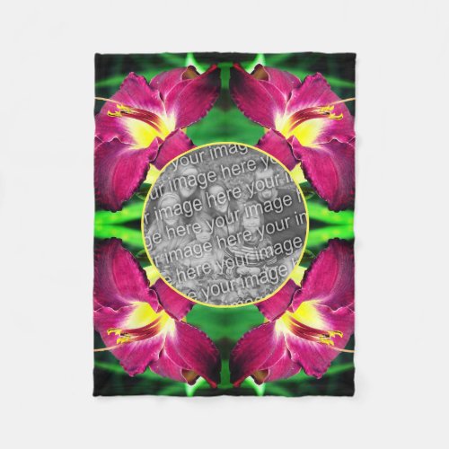 Daylily Flower Frame Create Your Own Photo Fleece Blanket