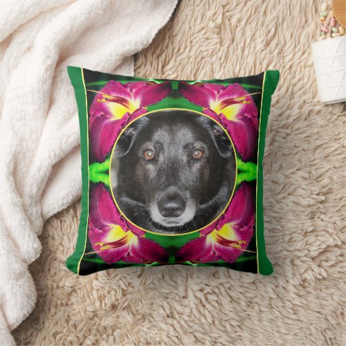 Daylily Flower Frame Create Your Own Photo Throw Pillow
