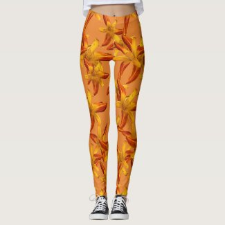 Daylily Garden Flowers Abstract Pattern Leggings