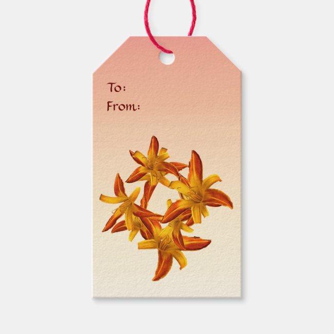 Daylily Garden Flowers Orange Floral Gift Tags