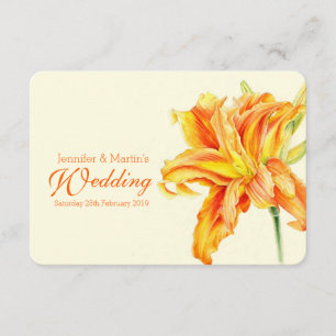 Daylily Hemerocallis floral wedding invitation