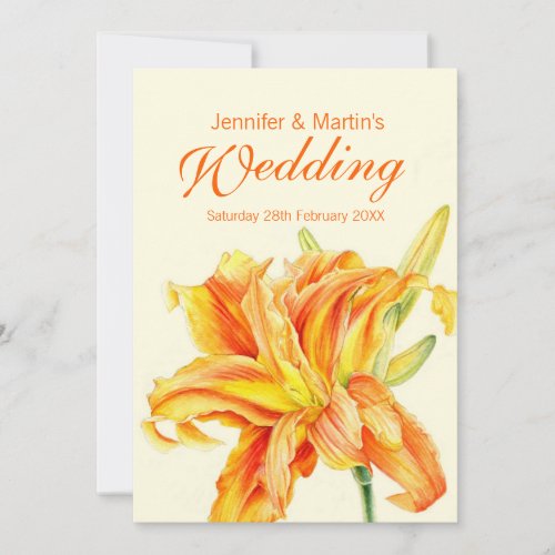 Daylily Hemerocallis floral wedding invitation