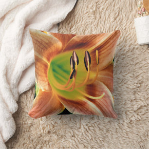 Daylily Macro Throw Pillow