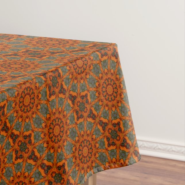 Daylily Orange Mandala Tablecloth (In Situ)
