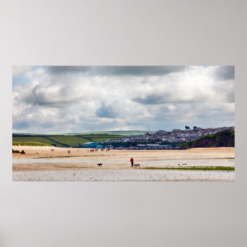 Daymer bay beach landscape in Cornwall UK Poster