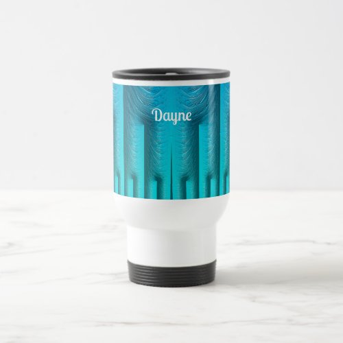 DAYNE  3D BLUE PUFF Fractal  Travel Mug