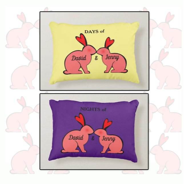 Days and Nights of lovers rabbits Accent Pillow (Creator Uploaded)