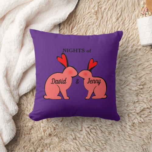 Days and Nights of lovers rabbits Throw Pillow