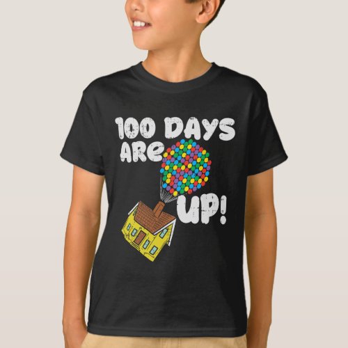 Days Are Up Balloons House 100th Day School Kids G T_Shirt