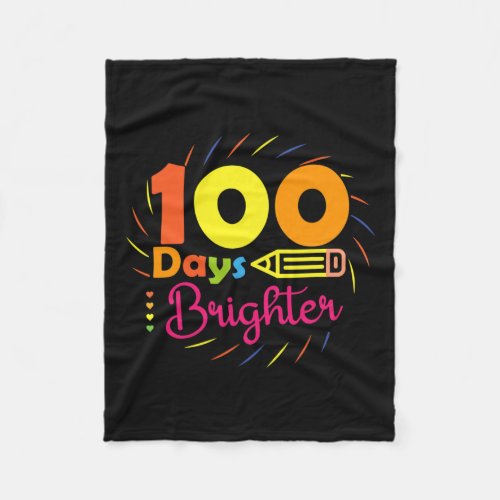 Days Brighter _ 100 Days Of School Teacher Student Fleece Blanket