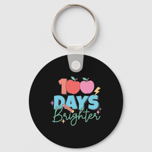 Days Brighter 100th Day Of School Student Teacher  Keychain