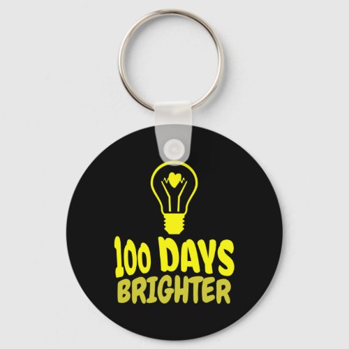 Days Brighter Happy 100 Days Of School Boys Girls  Keychain