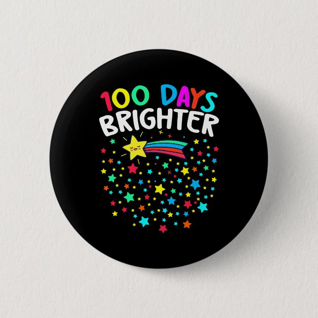 Days Brighter Happy 100 Days Of School Teachers Ki Button (Front)