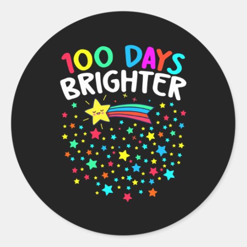 Days Brighter Happy 100 Days Of School Teachers Ki Classic Round Sticker