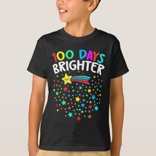 Days Brighter Happy 100 Days Of School Teachers Ki T_Shirt