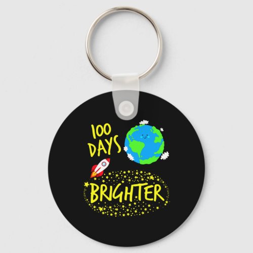 Days Brighter Planet Stars Rocket In Orbit Space B Keychain