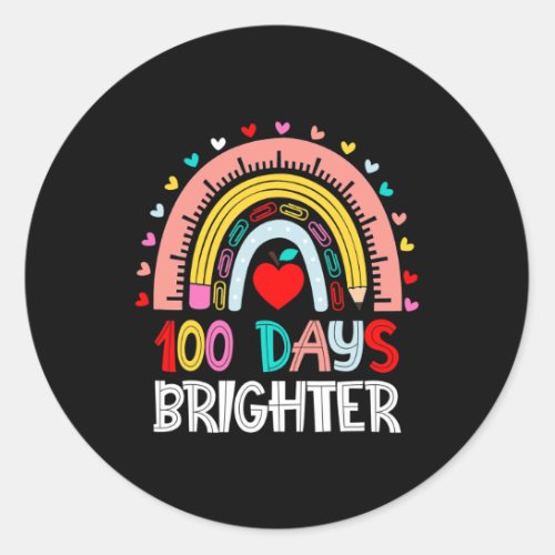 Days Brighter Rainbow 100th Day Of School Teacher  Classic Round Sticker