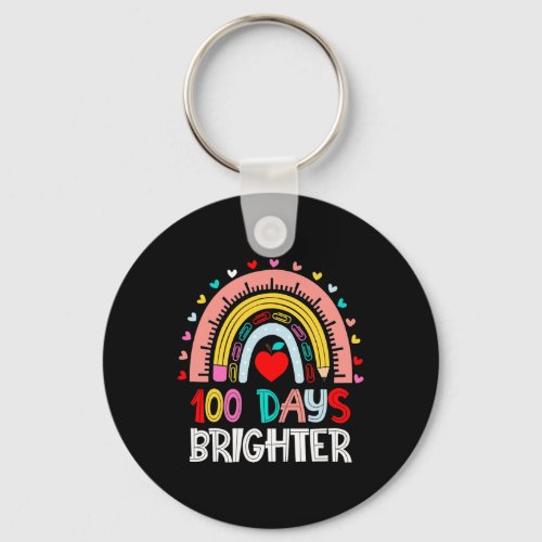 Days Brighter Rainbow 100th Day Of School Teacher  Keychain