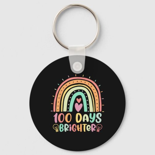 Days Brighter Rainbow Happy 100th Day Of School Te Keychain