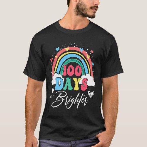 Days Brighter Rainbow Teacher Student 100th Day Sc T_Shirt