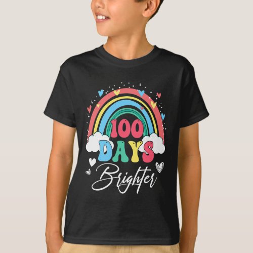 Days Brighter Rainbow Teacher Student 100th Day Sc T_Shirt