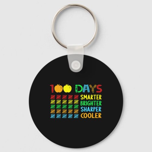 Days Brighter Smarter Sharper 100 Days Of School  Keychain