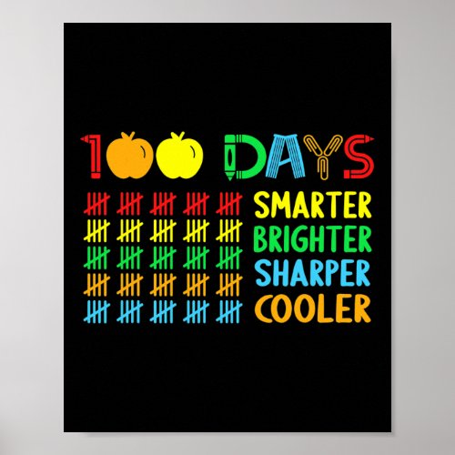 Days Brighter Smarter Sharper 100 Days Of School  Poster