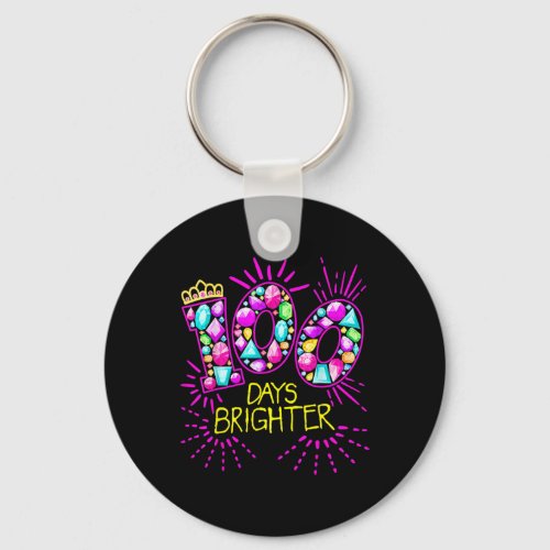 Days Brighter Teacher Girls 100 Days Of School Dia Keychain