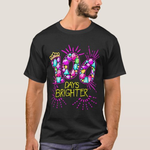 Days Brighter Teacher Girls 100 Days Of School Dia T_Shirt