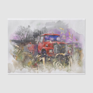 Days Gone By, Rustic Vintage Red Pickup Tissue Paper