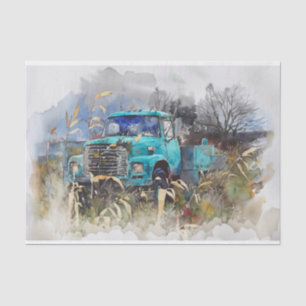 Days Gone By, Vintage Pickup Truck, Teal Tissue Paper